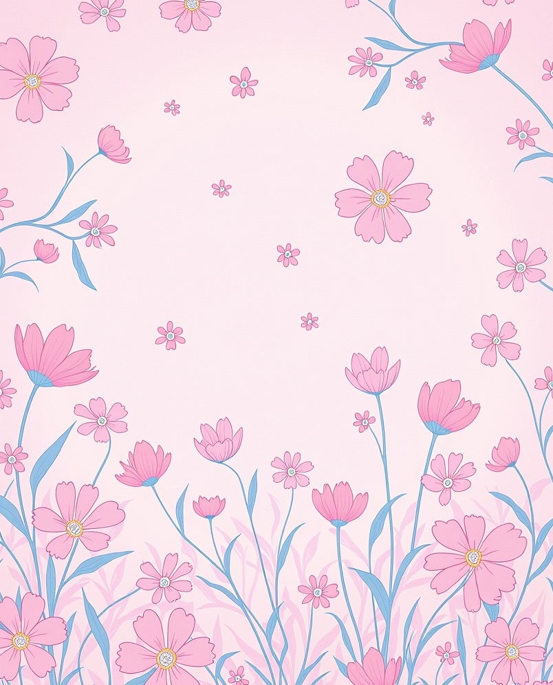 Pink Floral Garden Pattern Rug