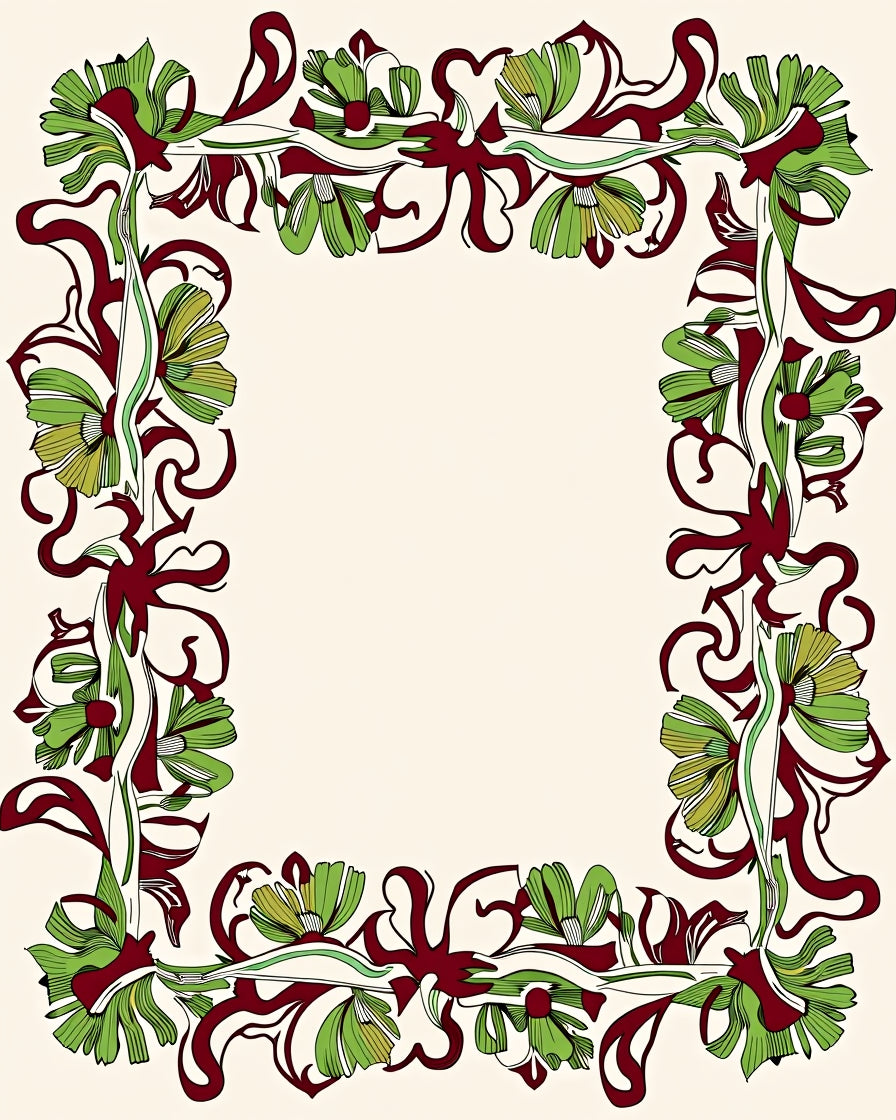 Art Nouveau Floral Vines Border Rug