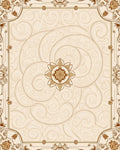 Cream Medallion Swirl Botanical Frame Rug