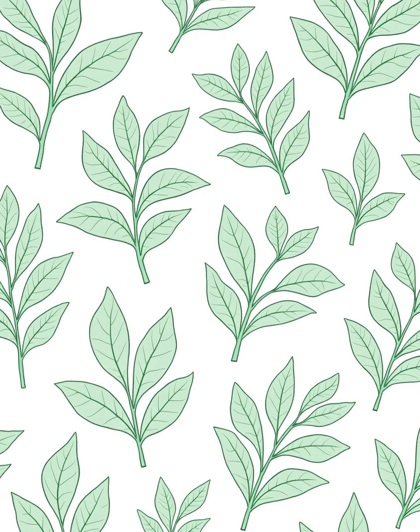Fresh Green Leaf Pattern Design Rug