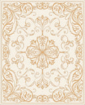Ornate Golden Floral Scrollwork Pattern Rug