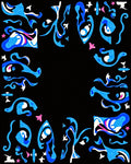 Vibrant Blue Whimsical Swirls Rug