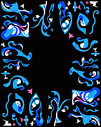 Vibrant Blue Whimsical Swirls Rug