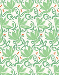 Green Leafy Vine Floral Design Rug