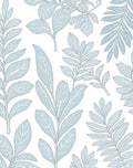 Serene Blue Botanical Leaf Pattern Rug