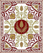Regal Scarlet and Gold Floral Pattern Rug