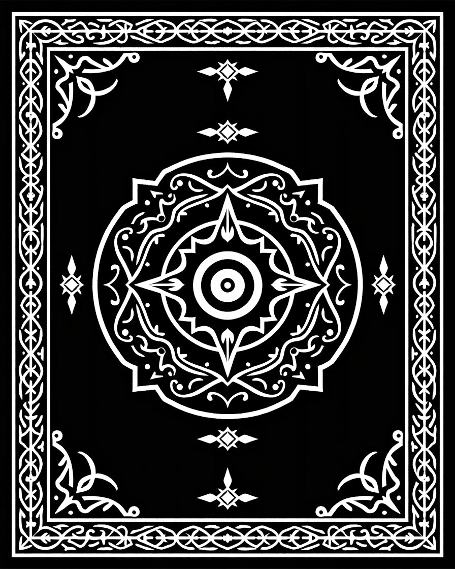 Black White Mandala Pattern Rug