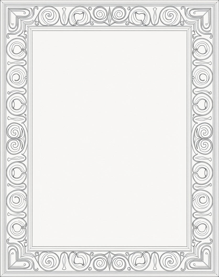 Ornate Scrollwork Classic Border Design Rug