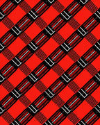 Bold Red Black Geometric Overlay Rug