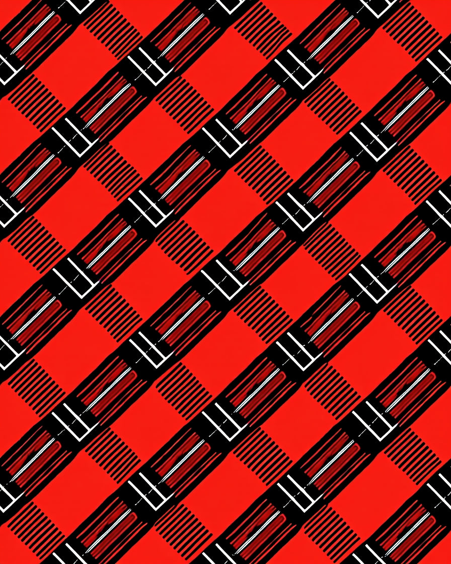 Bold Red Black Geometric Overlay Rug