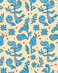 Whimsical Blue Floral Swirl Pattern Rug