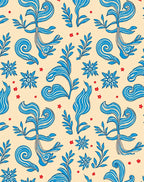 Whimsical Blue Floral Swirl Pattern Rug