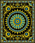 Bold Yellow Blue Floral Mandala Design Rug