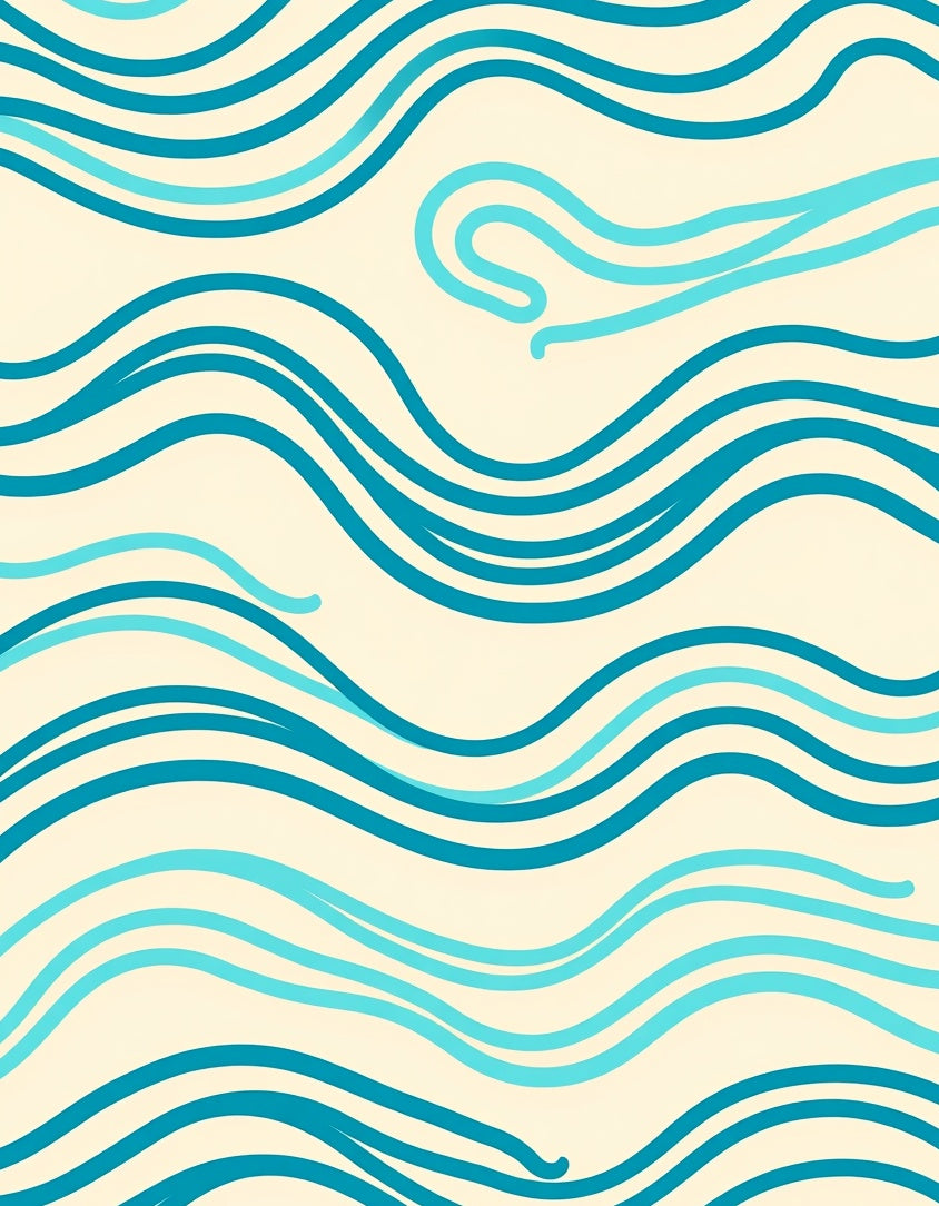 Watery Blue Wavy Lines Design Rug