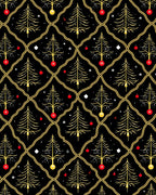 Golden Christmas Tree Trellis Abstraction Rug