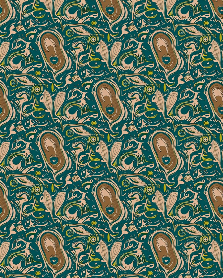 Rich Teal Organic Swirl Accents Rug
