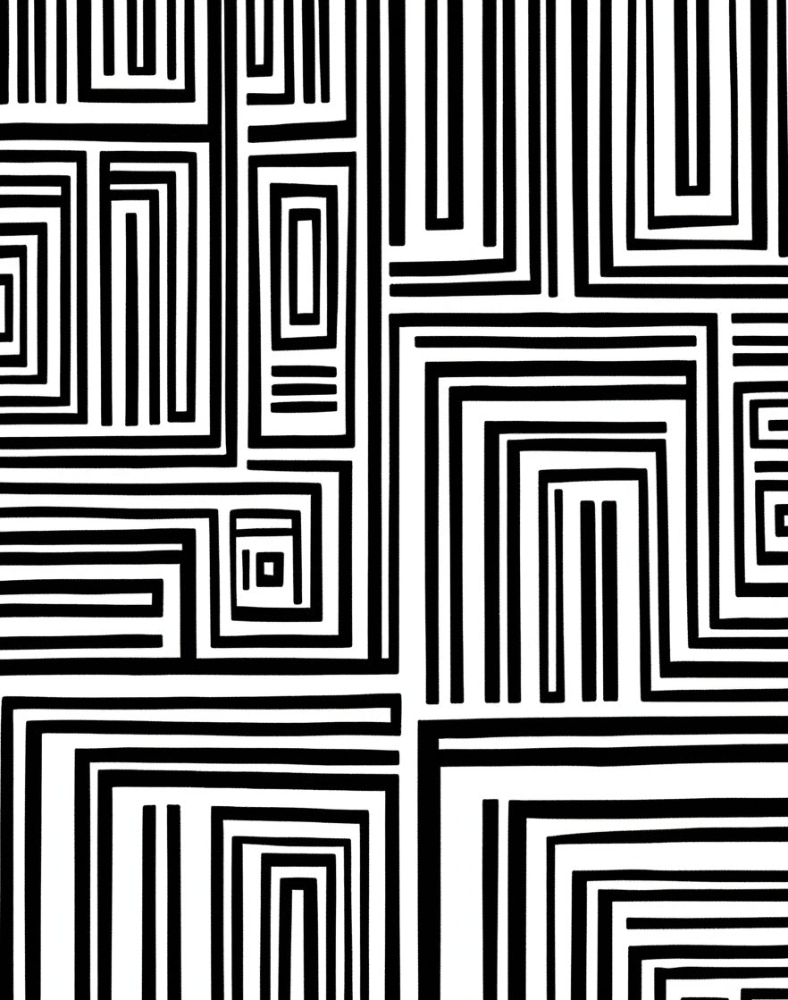 Abstract Geometric Maze Pattern Rug