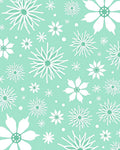 Mint Green Floral Snowflake Print Rug