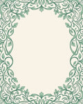 Ornate Green Vine Floral Border Rug