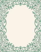 Ornate Green Vine Floral Border Rug