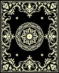 Ornate Black Pale Yellow Floral Rug
