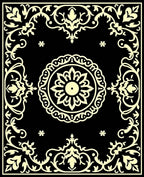 Ornate Black Pale Yellow Floral Rug