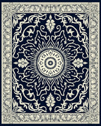 Ornate Sunburst Floral Scrollwork Design Rug