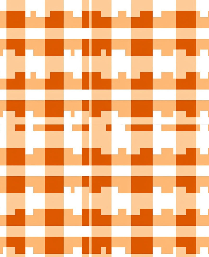 Modern Orange Geometric Check Pattern Rug