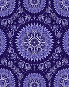 Deep Blue Mandala Floral Pattern Rug