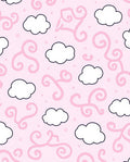 Whimsical Pink Cloud Swirl Motif Rug