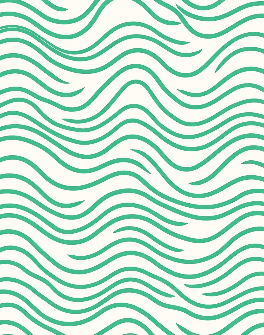 Abstract Aqua Wave Pattern Rug