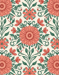 Art Nouveau Floral Leaf Pattern Rug