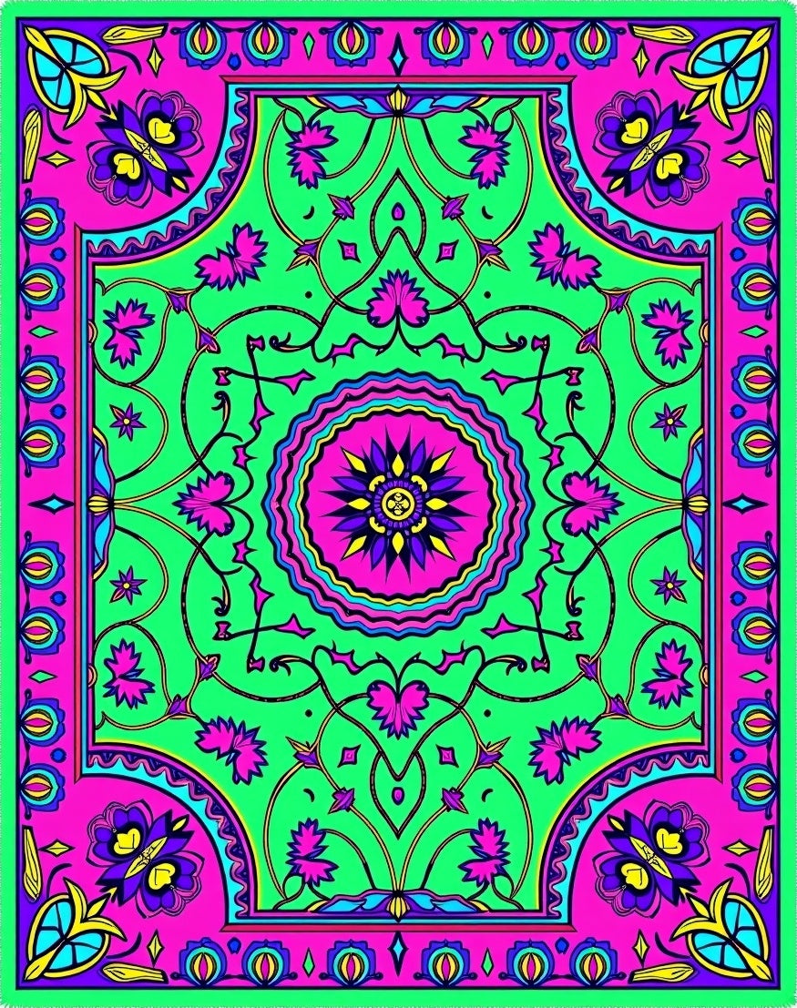 Vibrant Floral Mandala Patterned Rug