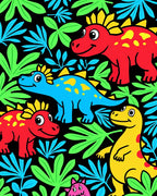 Playful Dinosaur Jungle Print Rug