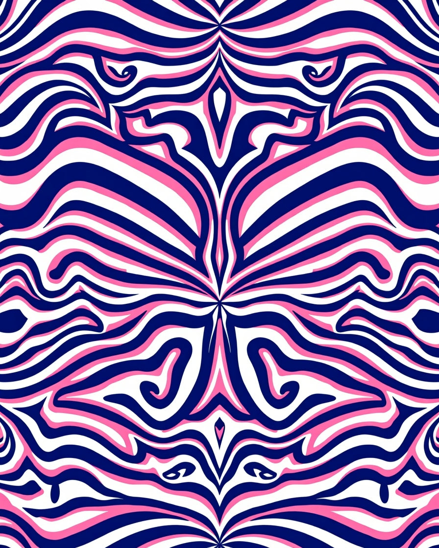 Abstract Pink Blue Swirl Pattern Rug