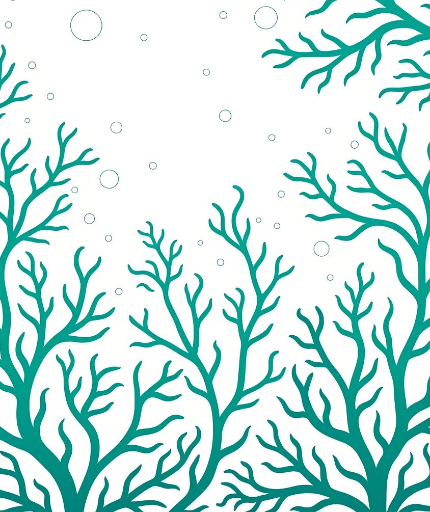 Teal Branch Pattern Bubbles Design Rug