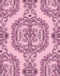 Pink Floral Scrollwork Patterned Rug
