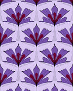 Purple Fan Floral Patterned Contemporary Rug