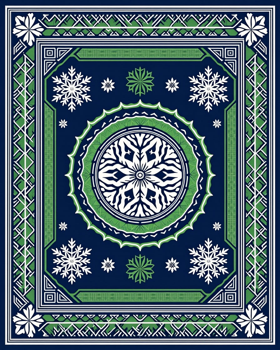 Snowflake Mandala Geometric Design Rug