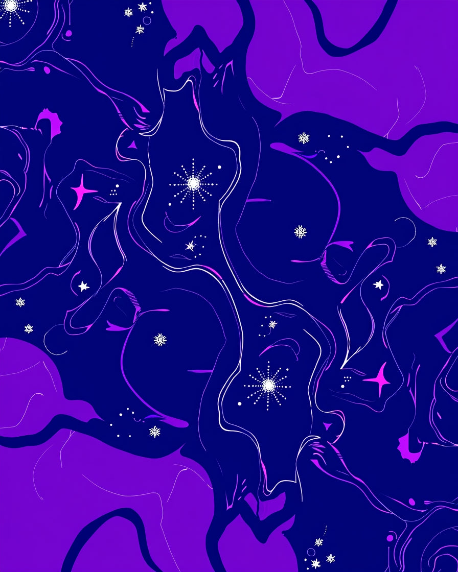 Abstract Swirls Stars Pattern Rug