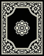 Classic Floral Scrollwork Frame Design Rug