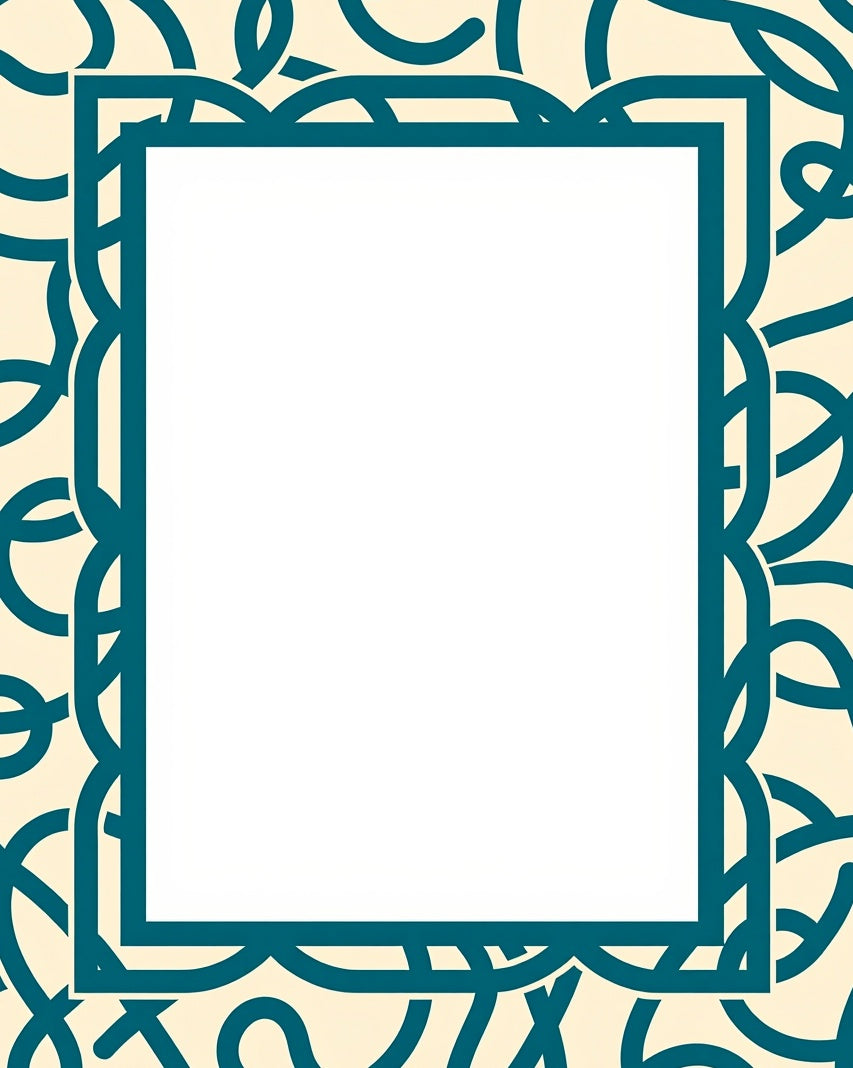 Teal Swirl Pattern Border Design Rug