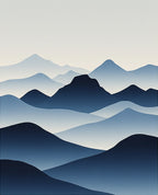 Abstract Blue Mountain Layers Rug