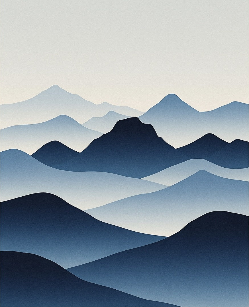 Abstract Blue Mountain Layers Rug