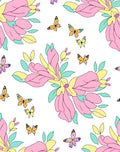 Pastel Butterfly Floral Whimsical Design Rug