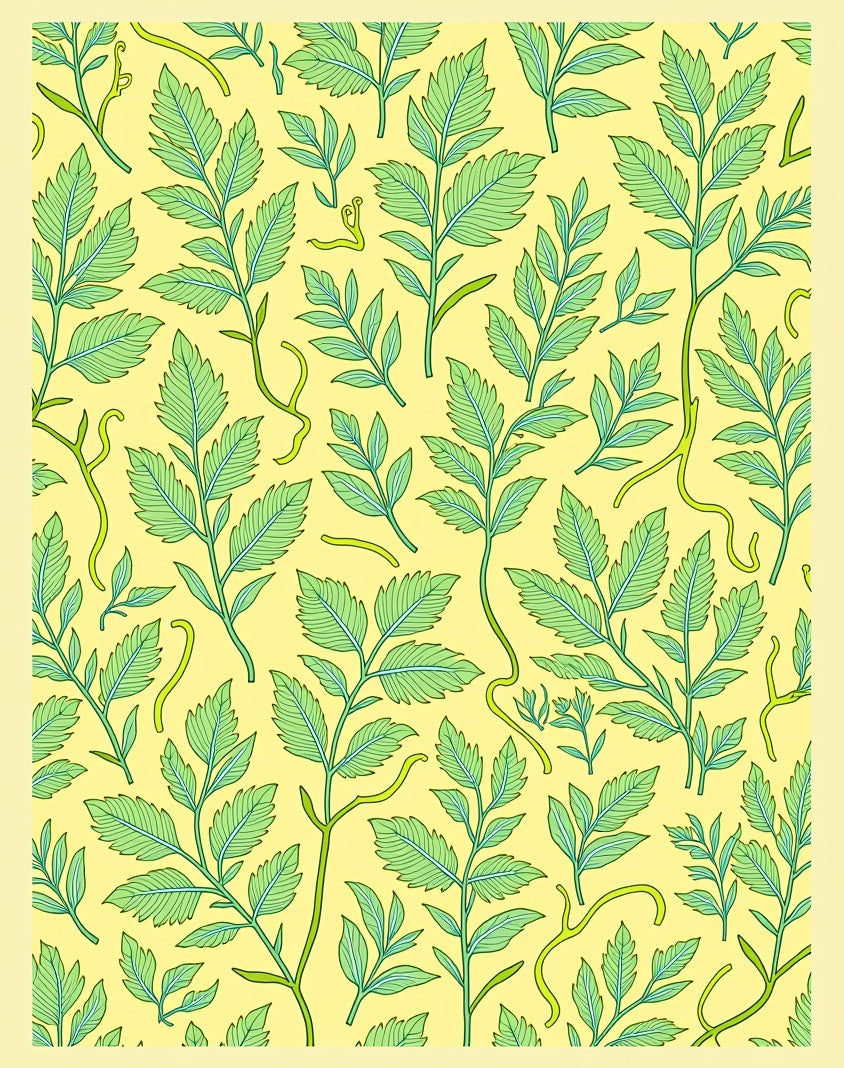Enchanting Botanical Leaf Pattern Rug
