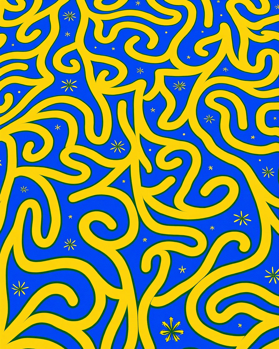 Groovy Yellow Swirls And Stars Rug