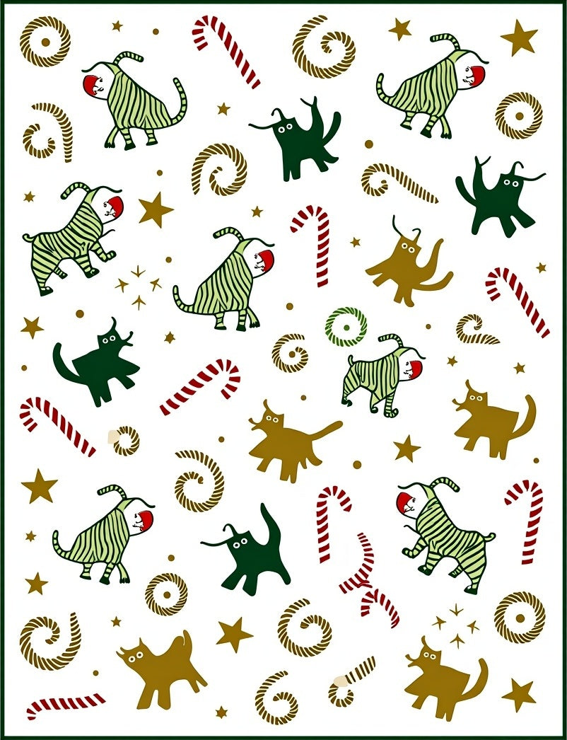 Playful Creature Candy Cane Pattern Rug