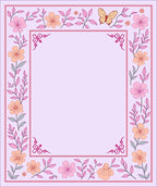 Charming Floral Butterfly Nature Border Rug