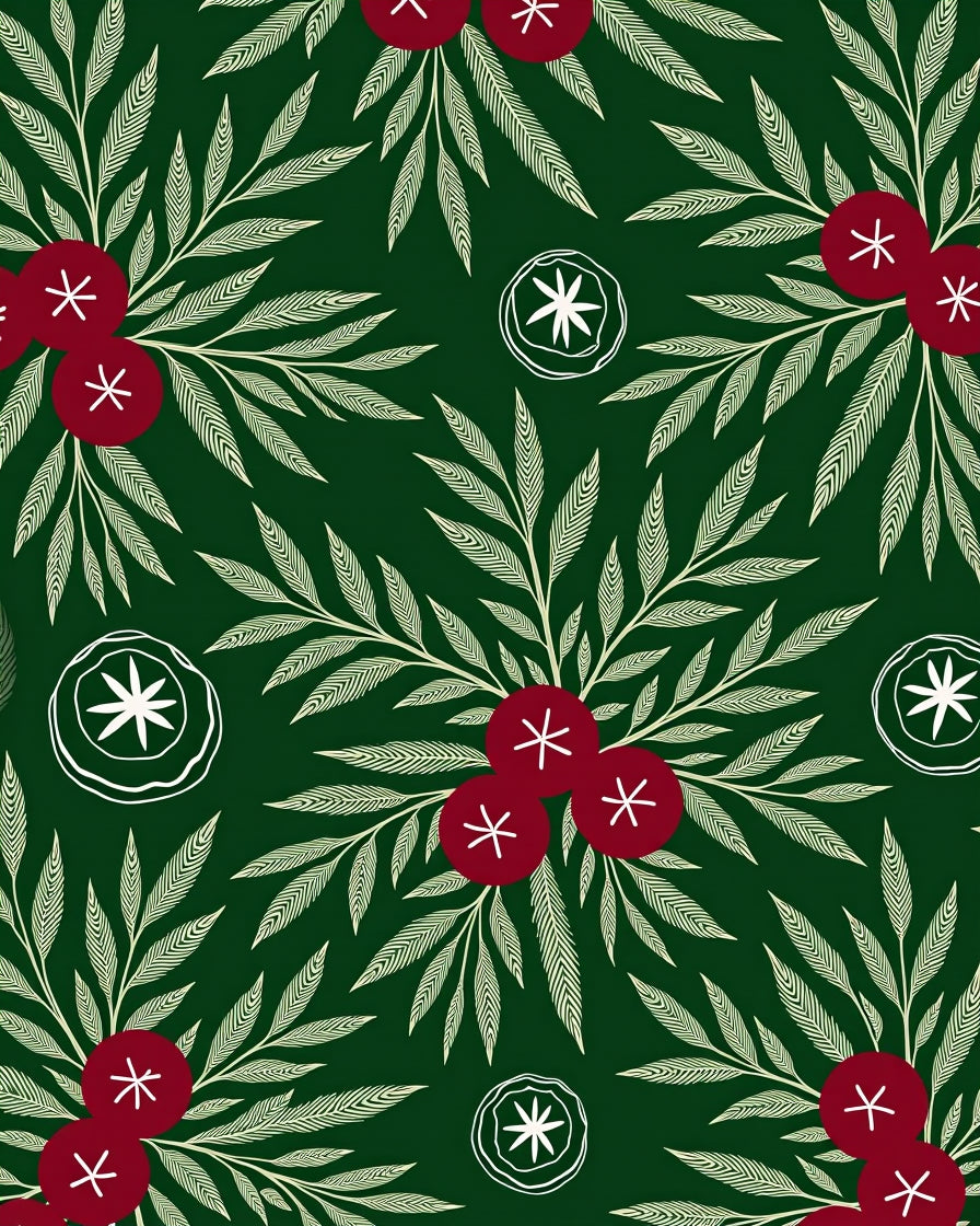 Crimson Berry Leafy Sprig Rug